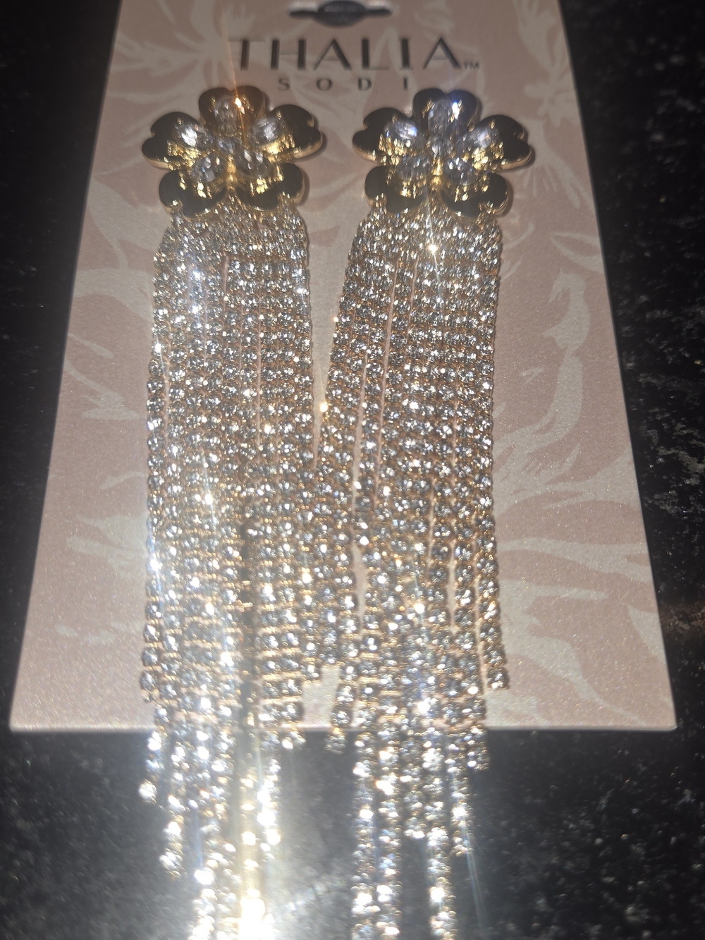Thalia Sodi Gold-Tone Crystal Tassel Drop Earrings